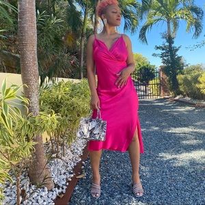 Zara magenta slip dress